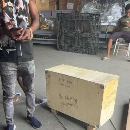 Ghana client picked up electric feed pellet machine from Accra warehouse Ghana client picked up electric feed pellet machine from Accra warehouse